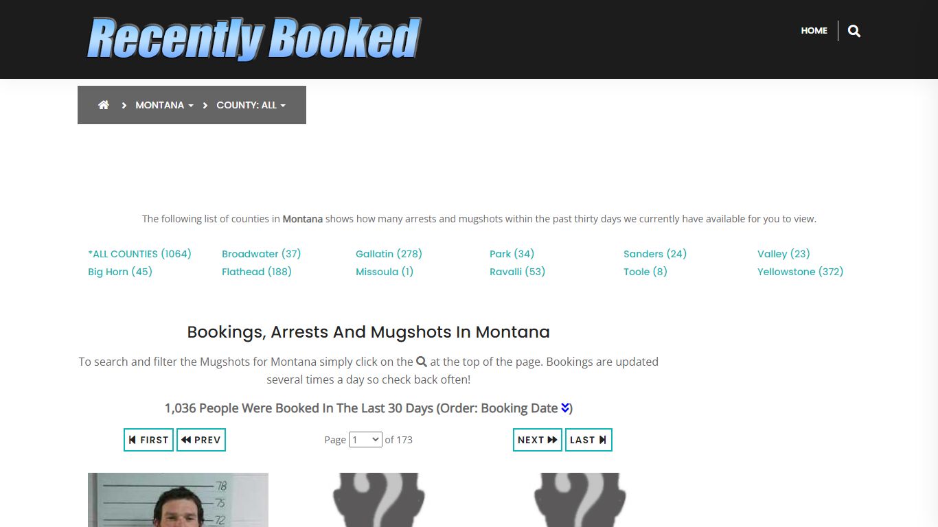 Bookings, Arrests and Mugshots in Montana - Recently Booked